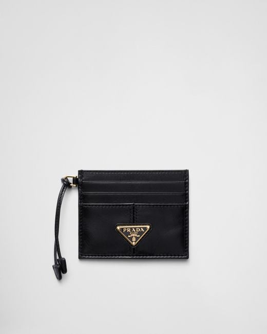 Prada Black Logo-Plaque Leather Card Holder