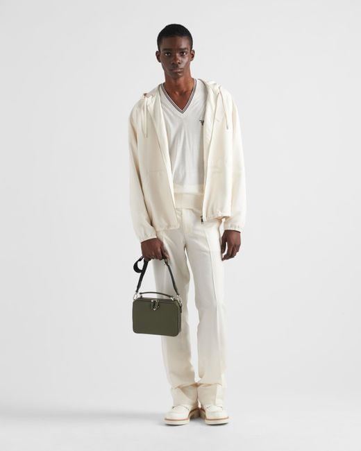 Prada Green Medium Brique Saffiano Leather Bag for men