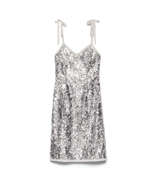 Prada White Embroidered Sequin Dress