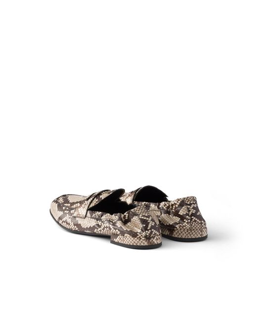 Prada White Shuffle Printed Ayers Leather Loafers