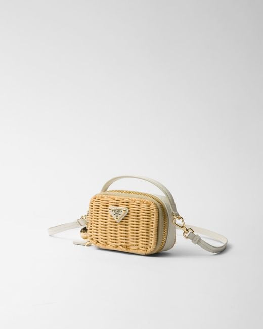 PRADA ウィッカー ミニバッグ Wicker mini-bag ★関税込 PRADA Wicker and leather mini-pouch 1NR025_2CYC_F0018