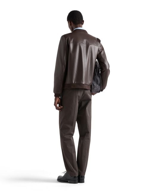 Prada Brown Reversible Nappa Leather Bomber Jacket for men