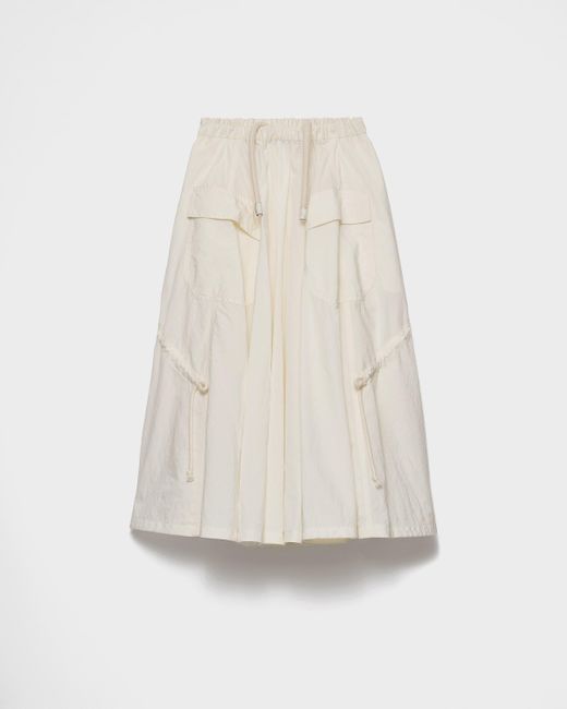 Prada White Technical Pongé Skirt