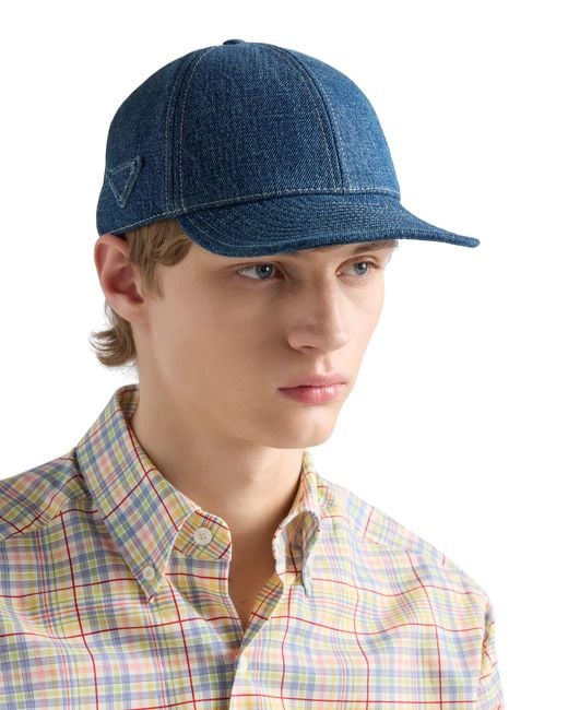Prada Blue Denim Baseball Cap for men