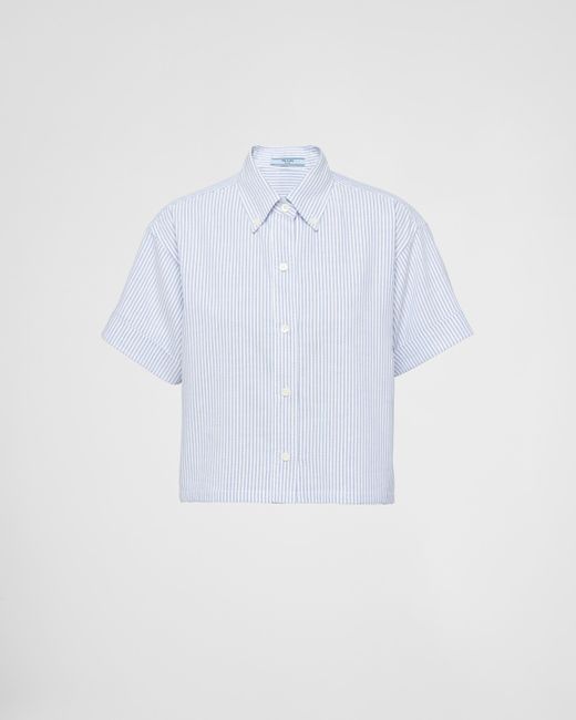 Prada White Short-sleeved Oxford Cotton Shirt