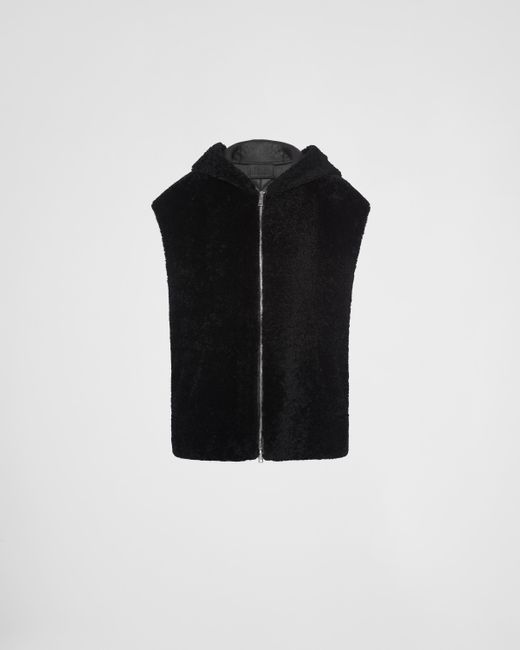 Prada Black Nappa Shearling Vest