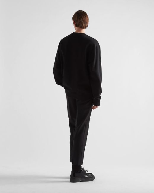 Prada Oversize-sweatshirt Aus Baumwolle Mit Triangolo-logo in Black für Herren