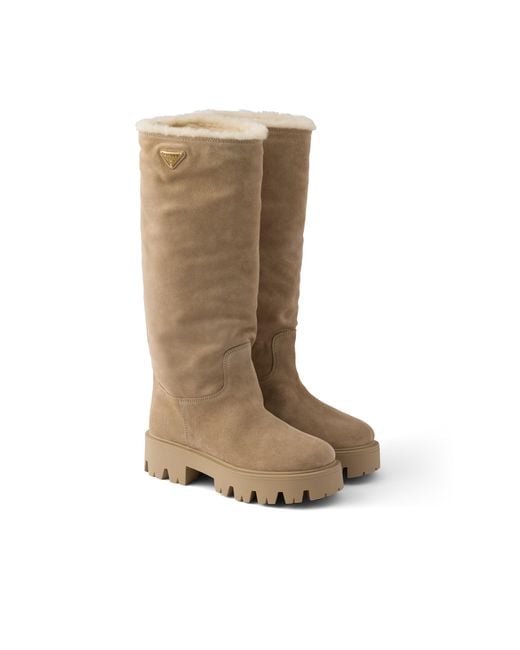 Prada White Suede Boots