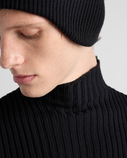 Pull À Col Cheminée En Laine Prada pour homme en coloris Black