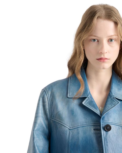 Prada Blue Nappa Leather Jacket