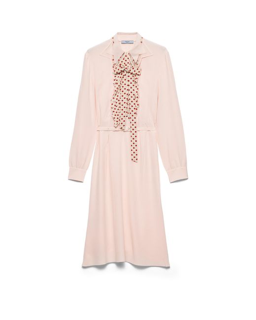 Prada Pink Embroidered Marocain Dress