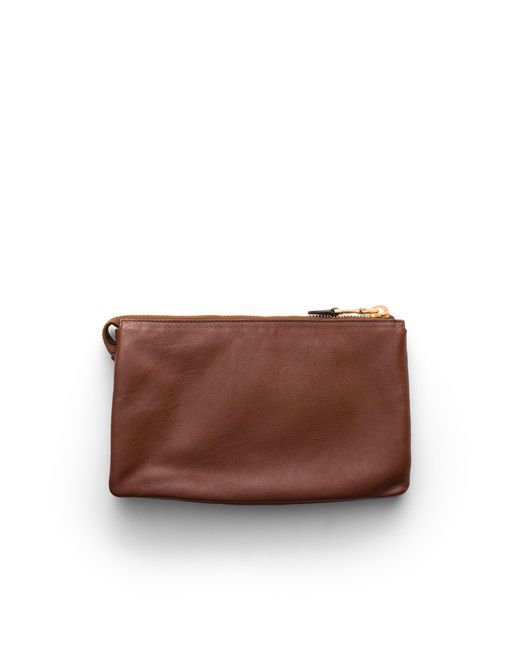 Prada Brown Leather Zipper Pouch
