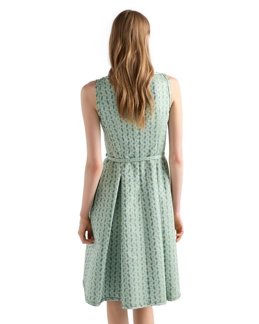 Prada Green Floral Print Duchess Dress, Chlorophyll
