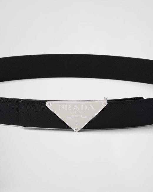 Prada White Enameled-metal Belt Buckle for men