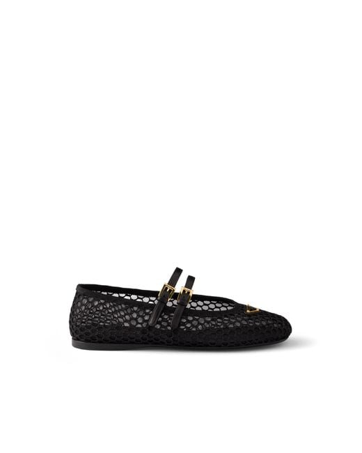 Prada Black Mesh Fabric Ballerinas