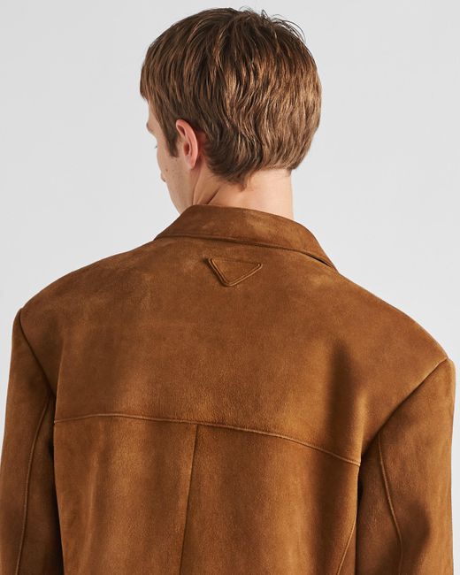 Giacca In Pelle Scamosciata di Prada in Brown da Uomo