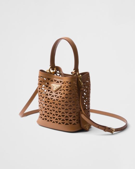 Prada Brown Panier Mini Bag Aus Leder Mit Cut-Out-Motiv