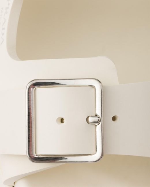 Prada White Rubber Slides, Ivory, Size 35