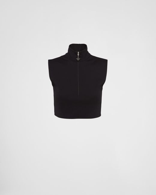 Prada Black Top Aus Stretch-jersey