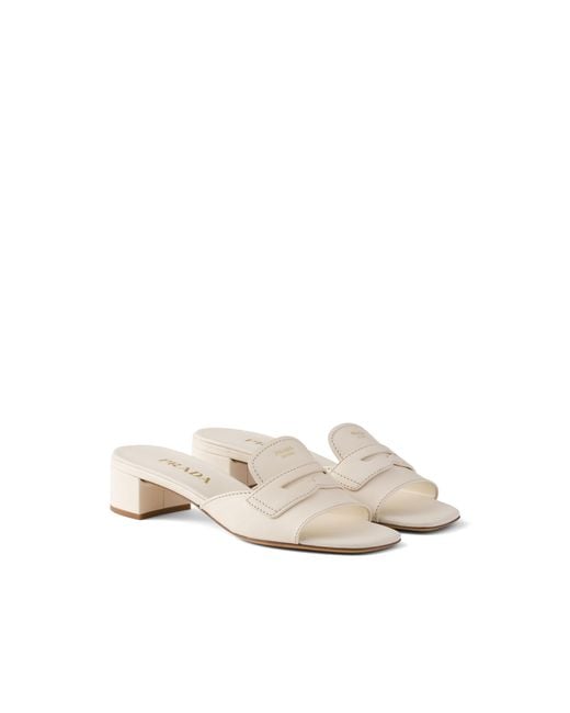 Prada White Leather Sandals