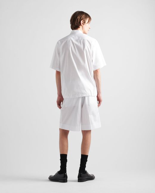 Prada White Short-Sleeve Stretch Cotton Shirt for men