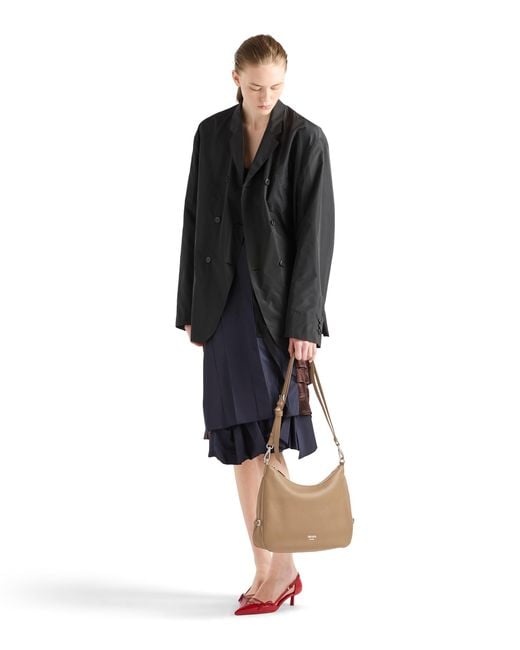 Prada Natural Fold Large Leather Shoulder Bag