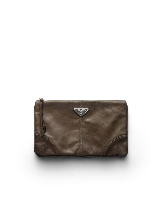 Prada Pouch Aus Leder, Herren in Brown für Herren