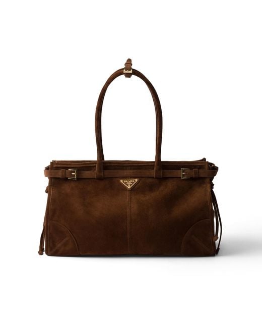 Prada Brown Bonnie Large Suede Handbag