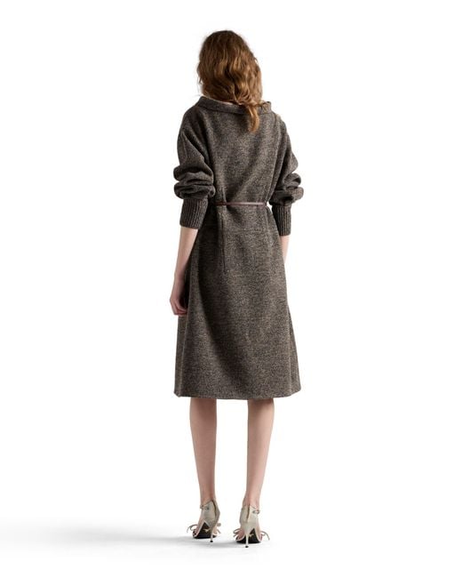 Prada Gray Mouliné Wool Dress