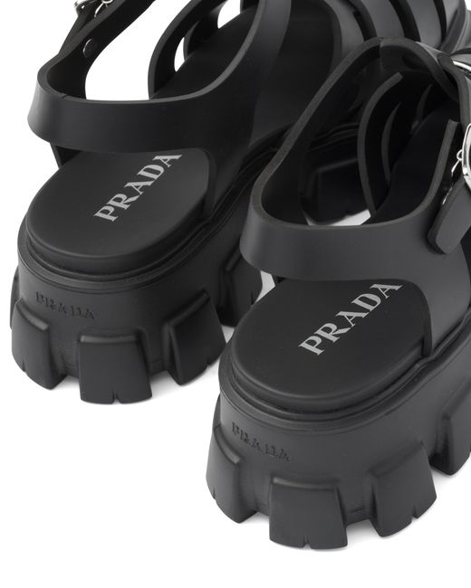 Prada Black Branded Rubber Sandals for men