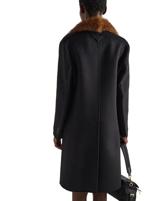 Prada Black Double-Breasted Double Cashwool Coat