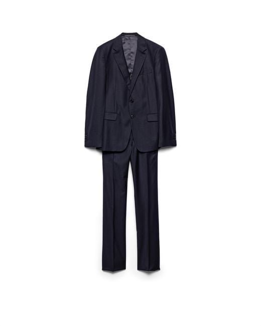 Prada Blue Single-Breasted Cashmere And Wool Suit for men