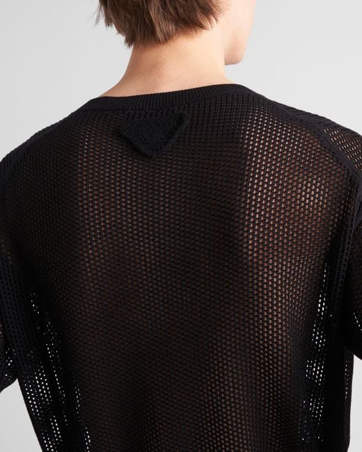 Prada Black Silk And Cotton Crew-Neck Sweater for men