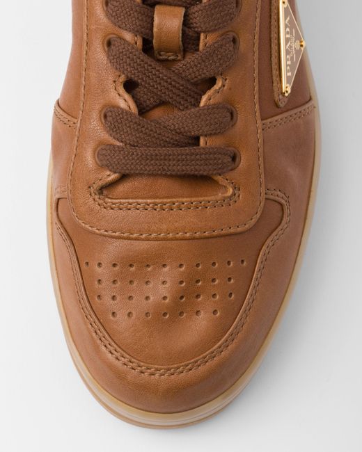 Prada Brown Downtown Nappa Leather Sneakers for men
