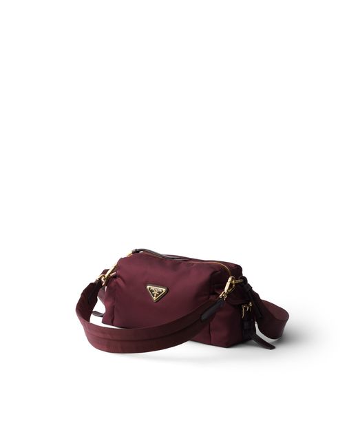 Prada Purple Explore Small Re-Nylon And Leather Shoulder Bag