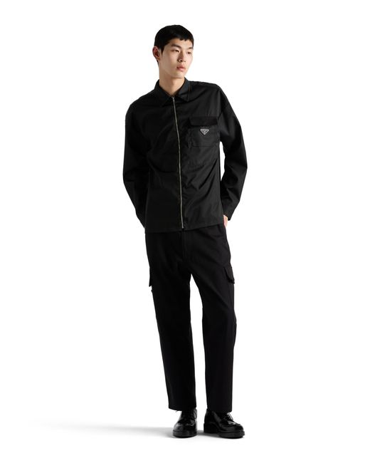 Prada Black Re-Nylon Zip-Up Oversized Shirt for men