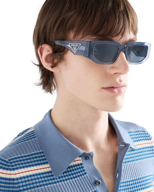 Prada Blue Sunglasses With Triangle Logo for men