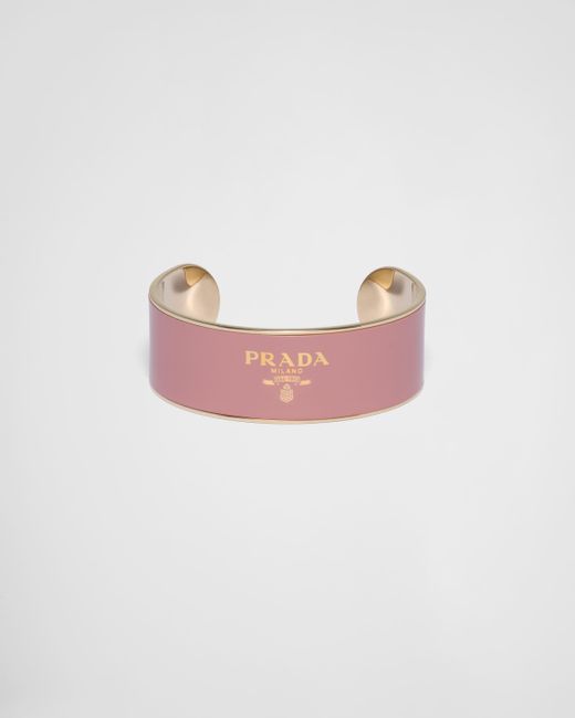 Prada Pink Enameled Metal Cuff Bracelet