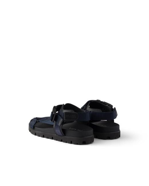 Prada Blue Suede And Woven Tape Sporty Sandal for men