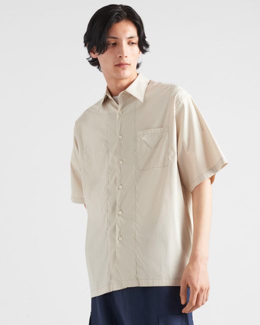 Prada White Short-Sleeved Stretch Cotton Shirt for men