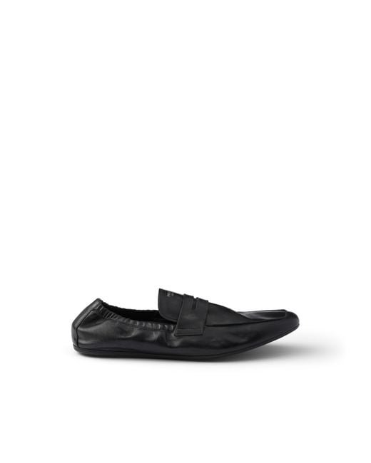 Prada Black Shuffle Antiqued Leather Loafers for men