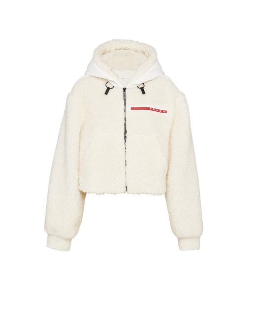 Prada Natural Cropped Double Fleece Jacket