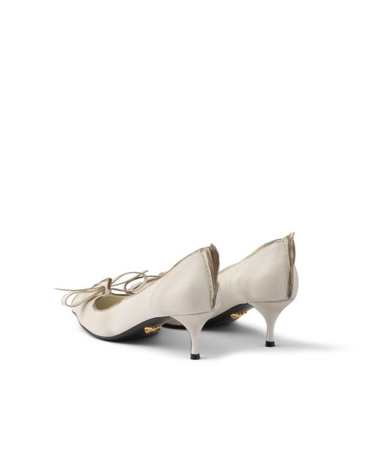 Zapatos De Tacón De Piel Envejecida, Mujer, Talla Prada de color White