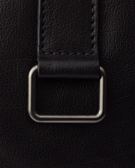 Prada Black Leather Messenger Bag for men