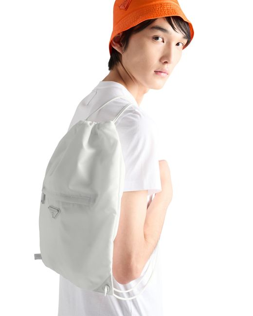 Prada White Re-Nylon Drawstring Backpack