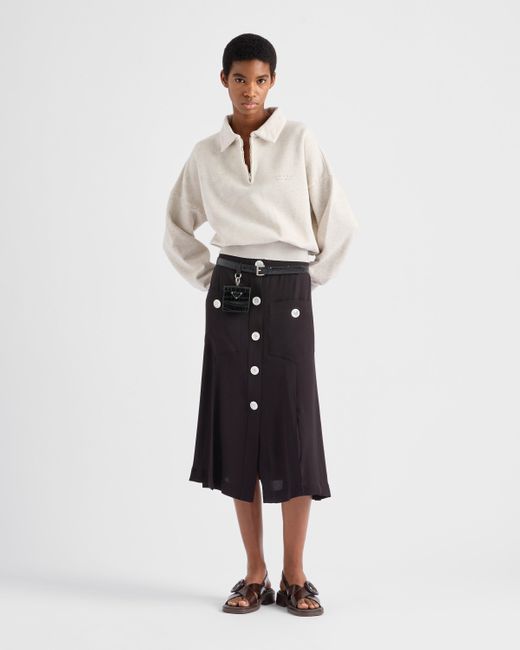 Prada Black Sablé Satin Skirt