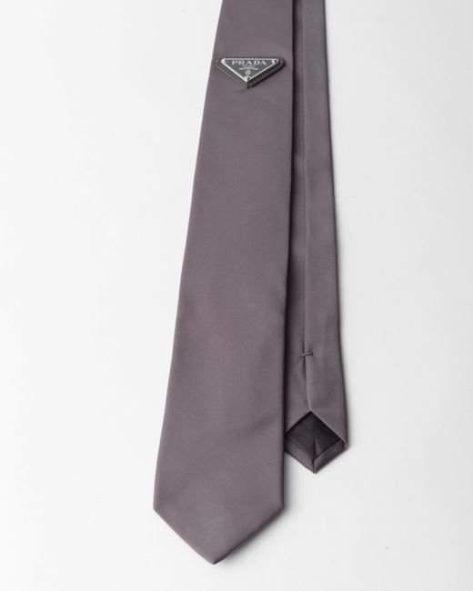 Prada Seidenkrawatte mit Triangel-Logo in Gray für Herren