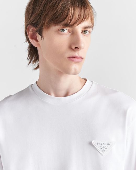 Prada White Long-Sleeved Cotton T-Shirt for men