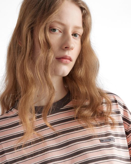 Prada White Striped Lisle Cotton T-Shirt
