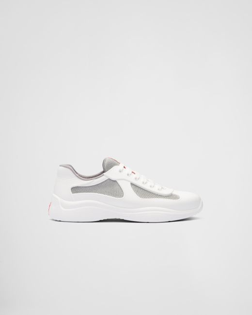 Prada White America'S Cup Soft Rubber And Bike Fabric Sneakers for men